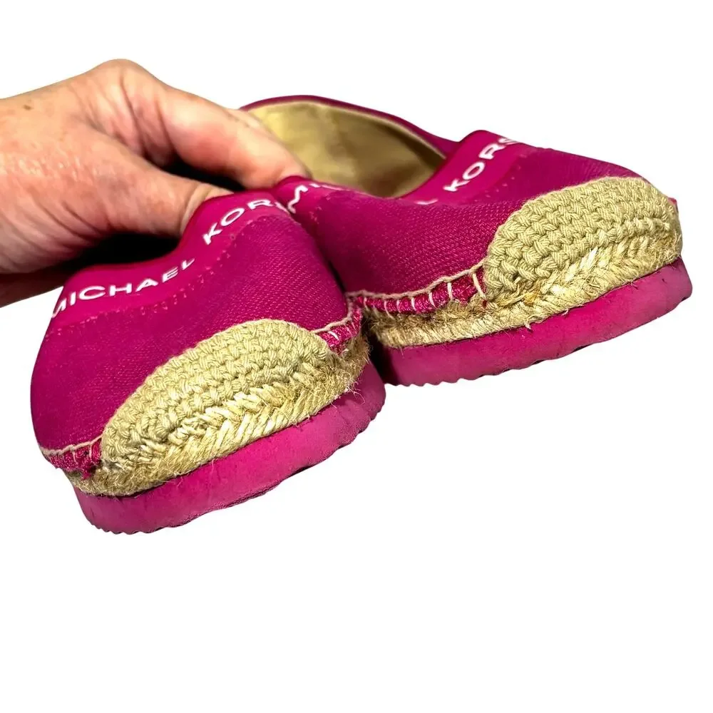 Michael Kors pink canvas espadrilles casual shoes flats US size 9M spell outs